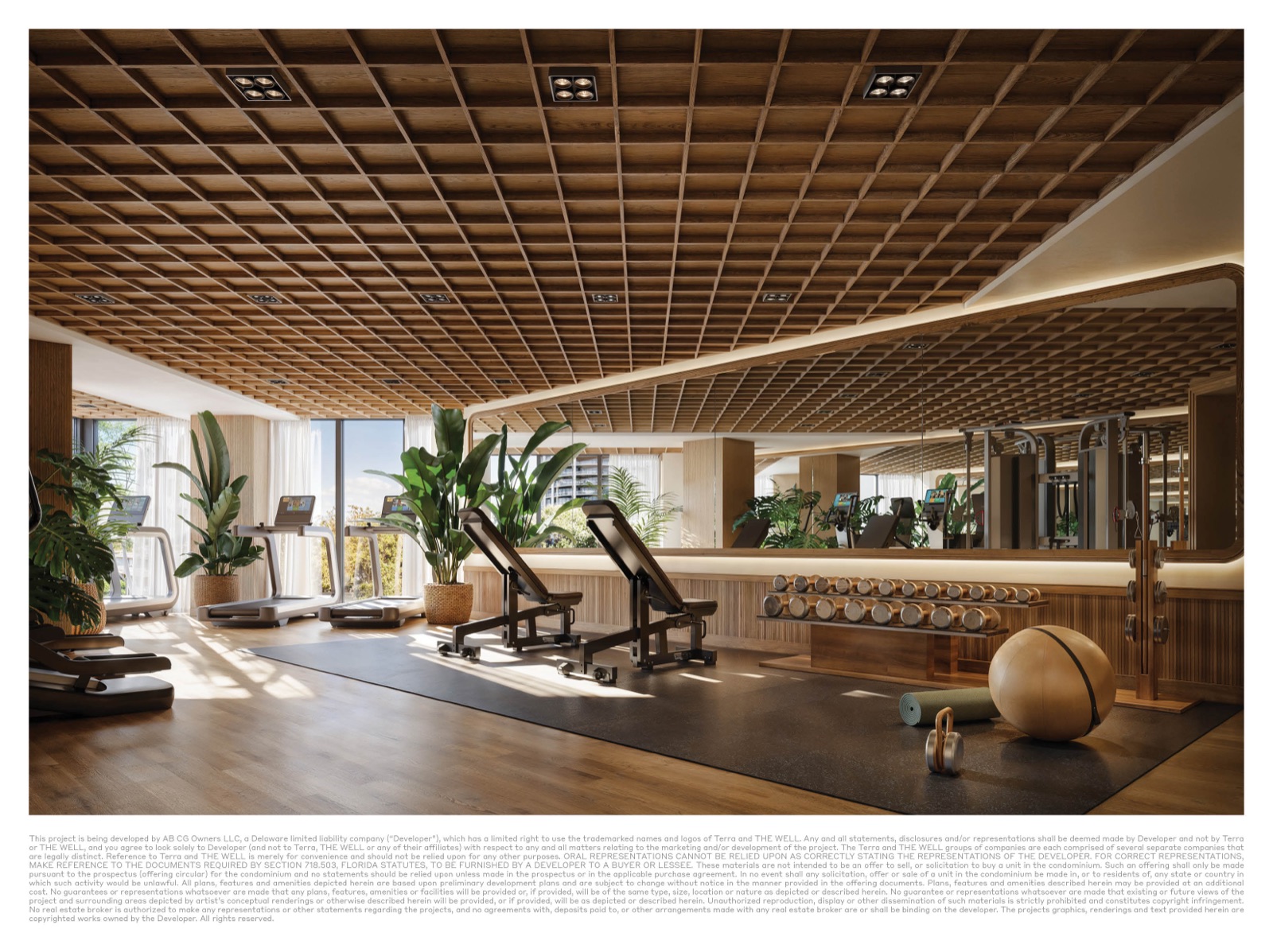State-of-the-art fitness center at THE WELL Coconut Grove — premium equipment for resident private training.
