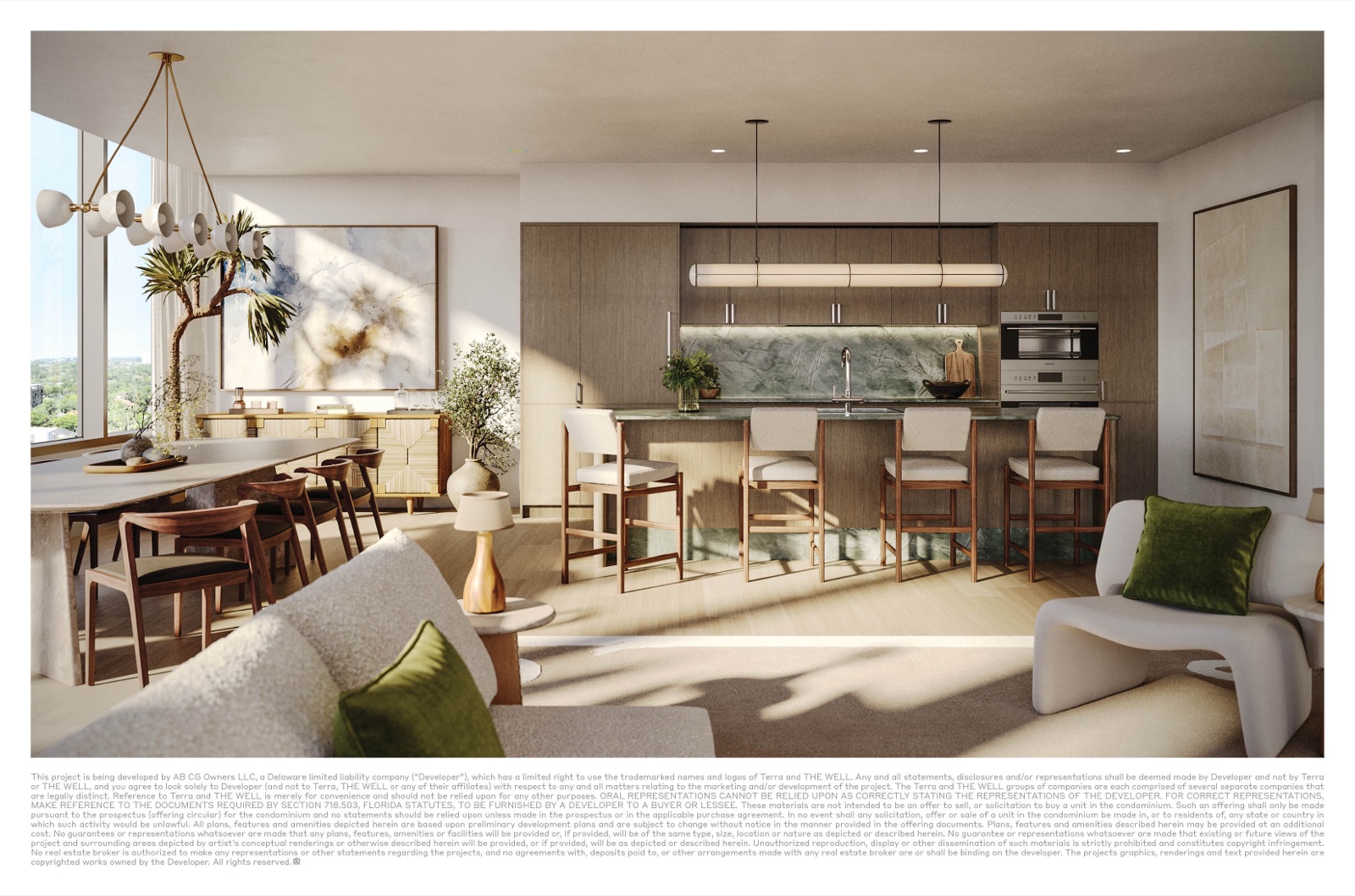 Penthouse kitchen at THE WELL Coconut Grove — Meyer Davis interiors, full Sub-Zero, Wolf and ASKO suite, Italkraft cabinetry.